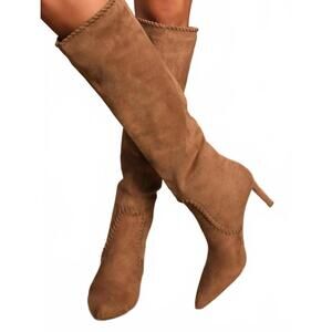 NEW BILLINI brielle suede knee-high slip-on boots in brown